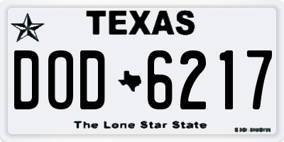 TX license plate DOD6217