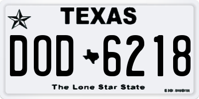 TX license plate DOD6218