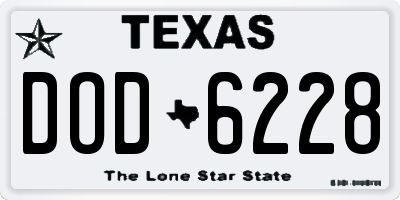 TX license plate DOD6228