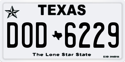 TX license plate DOD6229