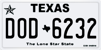 TX license plate DOD6232