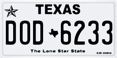 TX license plate DOD6233