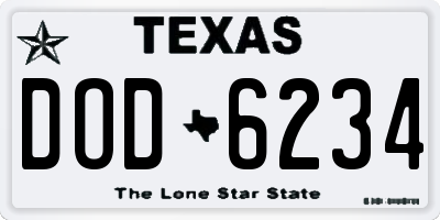 TX license plate DOD6234