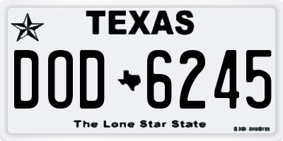 TX license plate DOD6245