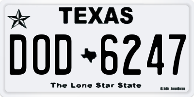 TX license plate DOD6247