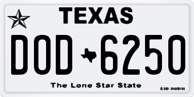 TX license plate DOD6250