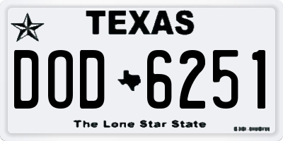TX license plate DOD6251