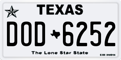 TX license plate DOD6252