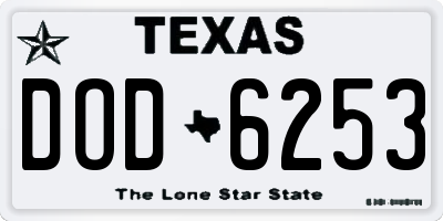TX license plate DOD6253