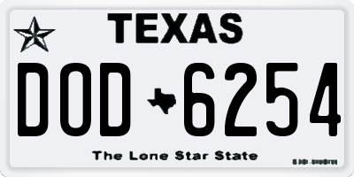TX license plate DOD6254