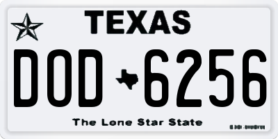 TX license plate DOD6256