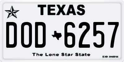 TX license plate DOD6257