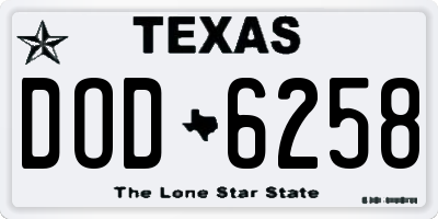 TX license plate DOD6258