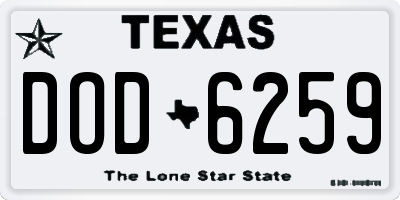 TX license plate DOD6259