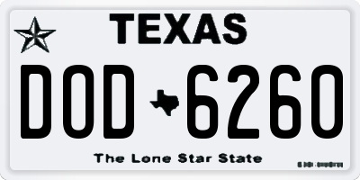 TX license plate DOD6260