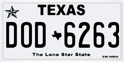 TX license plate DOD6263
