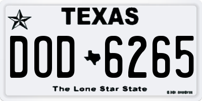 TX license plate DOD6265