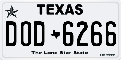 TX license plate DOD6266