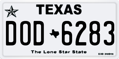 TX license plate DOD6283