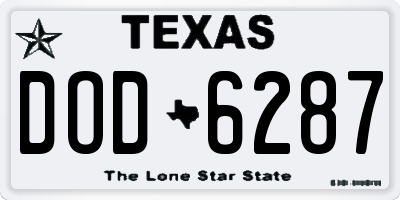 TX license plate DOD6287