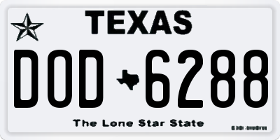 TX license plate DOD6288