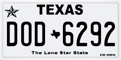 TX license plate DOD6292
