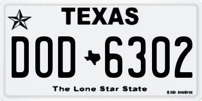 TX license plate DOD6302