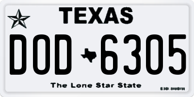 TX license plate DOD6305