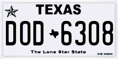 TX license plate DOD6308