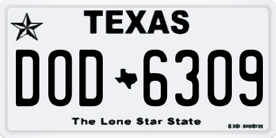 TX license plate DOD6309