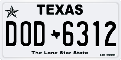 TX license plate DOD6312
