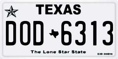 TX license plate DOD6313