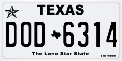 TX license plate DOD6314