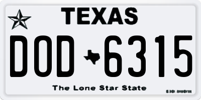 TX license plate DOD6315