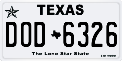 TX license plate DOD6326