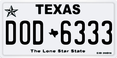 TX license plate DOD6333