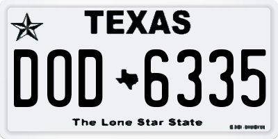 TX license plate DOD6335