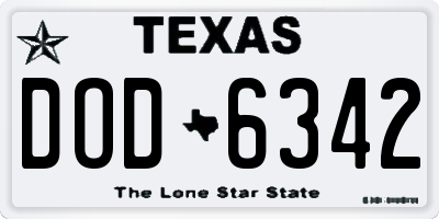 TX license plate DOD6342