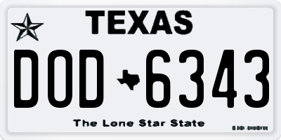 TX license plate DOD6343