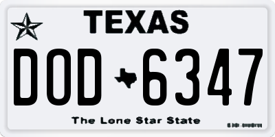 TX license plate DOD6347