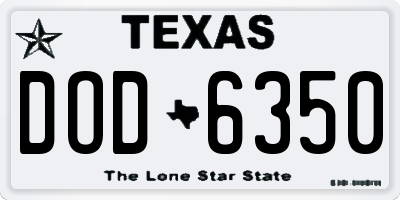 TX license plate DOD6350