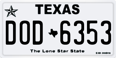 TX license plate DOD6353