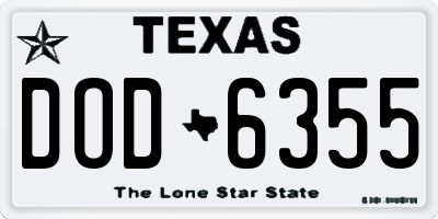 TX license plate DOD6355