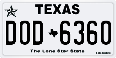 TX license plate DOD6360
