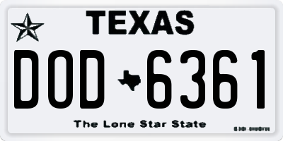 TX license plate DOD6361