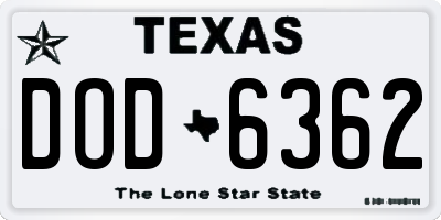 TX license plate DOD6362