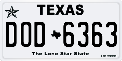 TX license plate DOD6363
