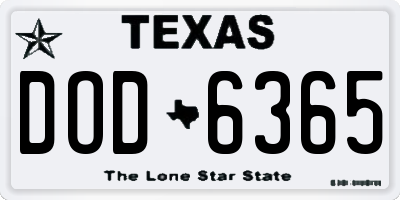 TX license plate DOD6365