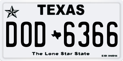 TX license plate DOD6366