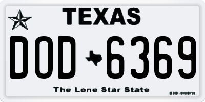 TX license plate DOD6369